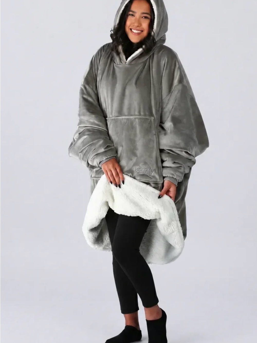Oversized Hooded Wearable Blanket - Gray